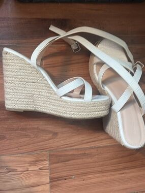 Princess Polly Cream Espadrille Wedge Sandals